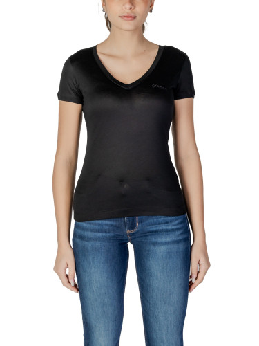 Черна тениска с къс ръкав Guess