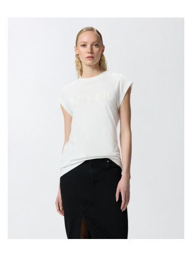 Бяла тениска Pinko с щампа