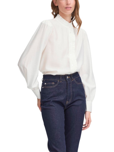 Бяла блуза Ichi с дълги ръкави