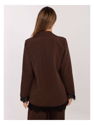 Кафяво яке с дантелени детайли