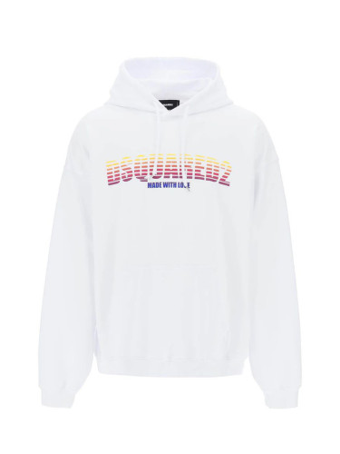 Бял суичър с качулка Dsquared2