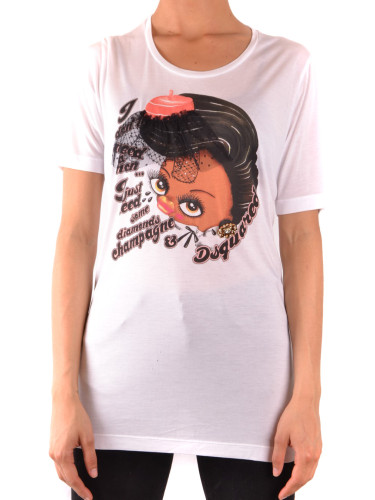 Бяла тениска Dsquared с щампа