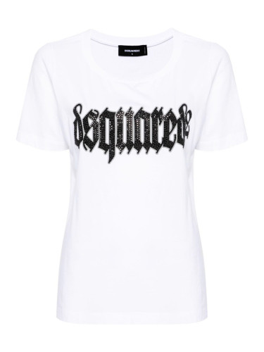 Бяла тениска с щампа Dsquared2