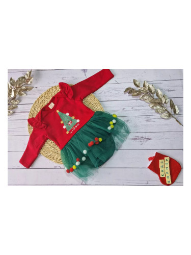 Коледна боди рокля за бебе Елхичка
