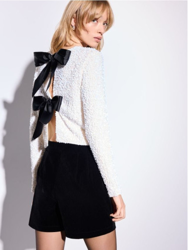 Mohito - Блуза с пайети - кремaво