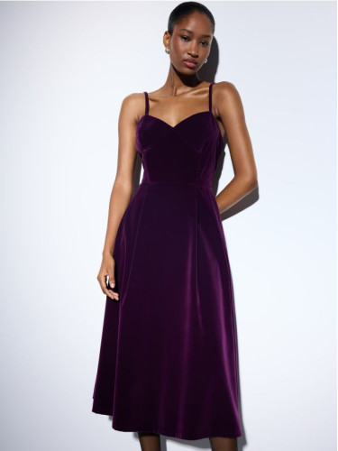 Mohito - Велурена миди рокля - тъмно лилаво