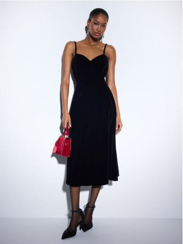 Mohito - Велурена миди рокля - черен