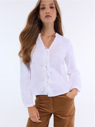 Mohito - Блуза с детайл възел - бяло