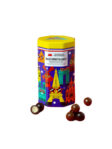 Забележителности: хрупкави топчета с черен и млечен шоколад