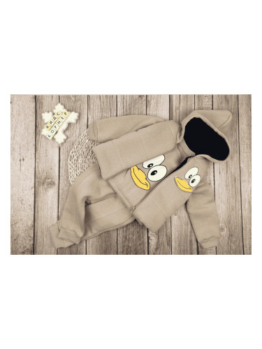 Бебешки комплект в бежово от три части Закачлива усмивка