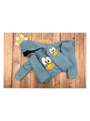 Бебешки комплект в синьо от три части Закачлива усмивка
