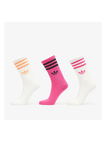 adidas 3S Crew Socks 3-Pack Off White/ Shock Pink/ Off White L