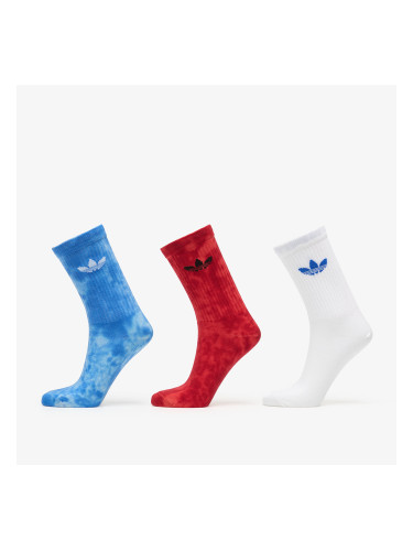 adidas Tie Dye Crew Socks 3 Pairs Crystal Sky/ Lucid Red/ White- Clear Blue M