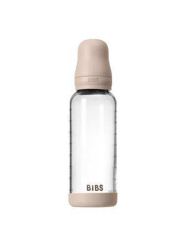 BIBS Baby Glass Bottle Silicone шише против колики със силиконова приставка за пиене Blush 240 мл.