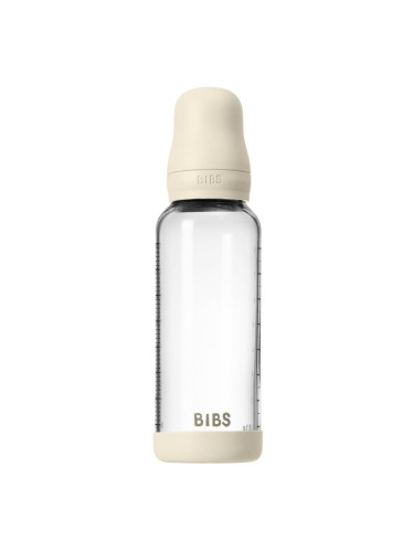 BIBS Baby Glass Bottle Silicone шише против колики със силиконова приставка за пиене Ivory 240 мл.