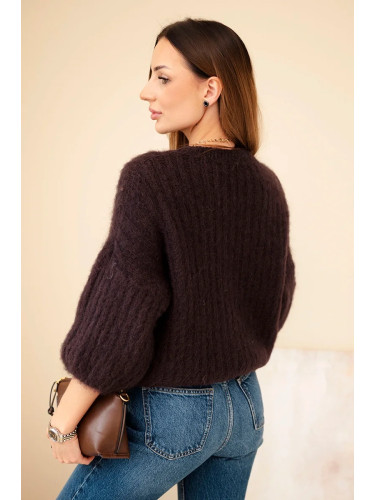 Kesi Włoski Women's mohair sweater with 3/4 sleeve brown