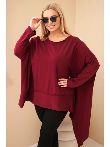 Kesi Plus Size women's cotton tunic with an asymmetrical bottom burgundy