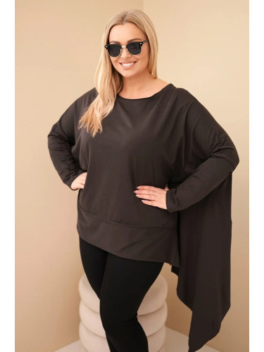 Kesi Women's Plus Size tunic made of cotton with an asymmetrical hem brown