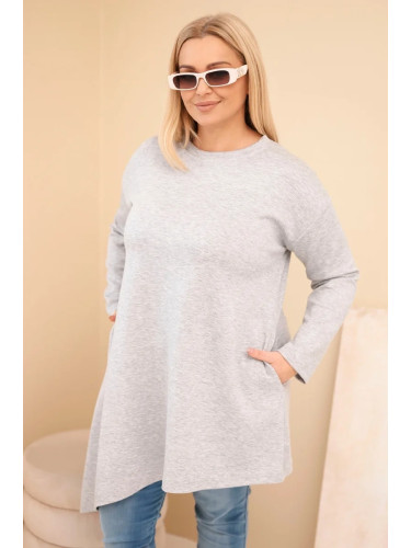 Kesi Włoski Plus Size women's dress made of viscose with a loose fit and long sleeves gray