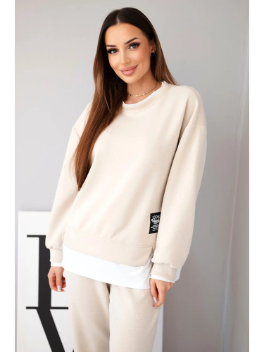 Kesi Włoski Women's set with a loose sweatshirt and sweatpants beige