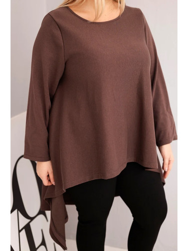 Kesi Women's Plus Size cotton tunic with an asymmetrical cut brown