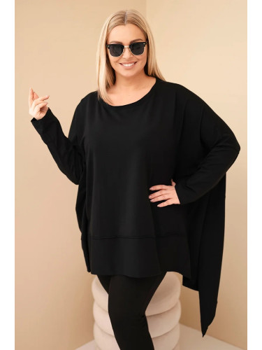 Kesi Women's Plus Size tunic made of cotton with an asymmetrical hem black