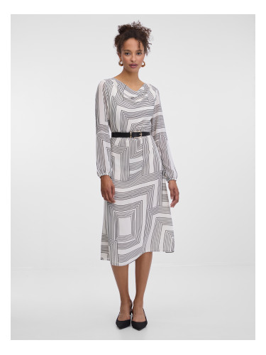 Бяла миди рокля с шарки ORSAY