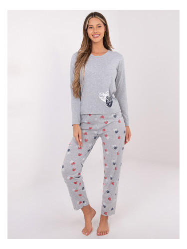 Дамска сива пижама с щампа