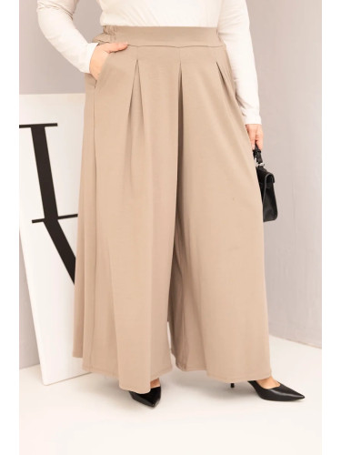 Kesi Włoski Plus Size women's cotton pants with wide legs and a loose fit fango