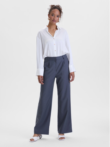 Тъмносиви дамски панталони с широки крачоли