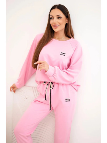 Kesi Włoski Women's set made of viscose with a sweatshirt and pants light pink