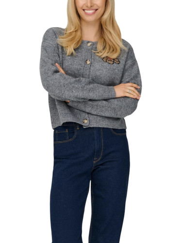 Сив кардиган Only с щампа