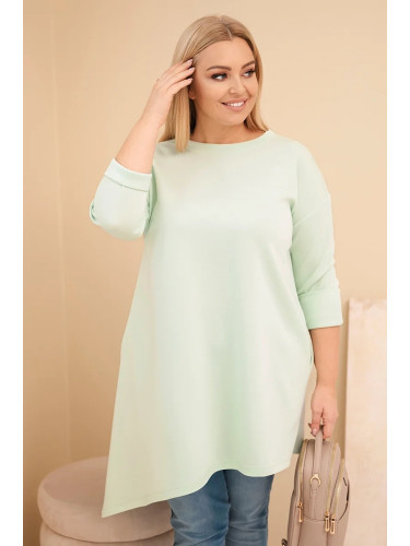 Kesi Włoski Plus Size women's dress made of viscose with a loose fit and long sleeves mint