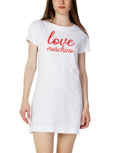 Бяла рокля с щампа Love Moschino