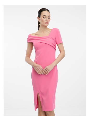 Розова рокля тип „калъф“ с миди кройка ORSAY