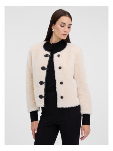 Дамско кремаво яке от изкуствена кожа