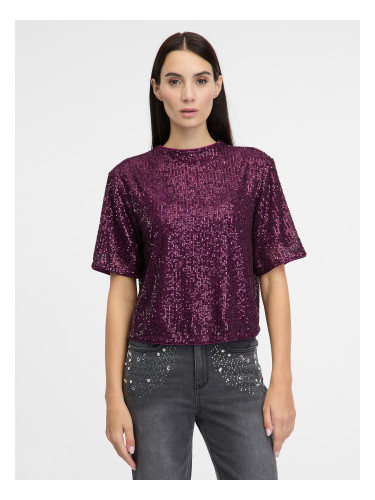 Лилава дамска блуза с къс ръкав