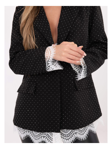 Черно сако с дантелени детайли