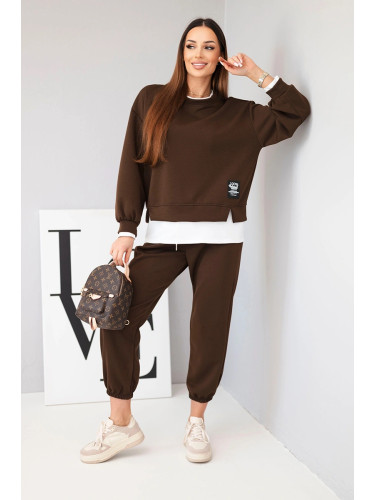 Kesi Włoski Women's set with a loose sweatshirt and sweatpants brown