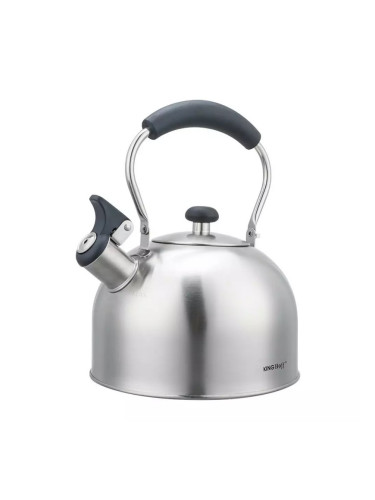 Свирещ чайник Kinghoff KH 1859, 2.5 л, Индукция, Дървена дръжка, Инокс