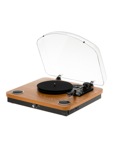 Грамофон с вградени говорители Adler AD 1914, Полуавтоматичен, 7"/10"/12", 45 RPM адаптер, RCA, Bluetooth 5.4, USB Запис, Дърво/Черен