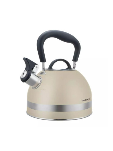 Свирещ чайник Kinghoff KH 1854, 1.8 л, Индукция, Топлоизолирана дръжка, Бежов