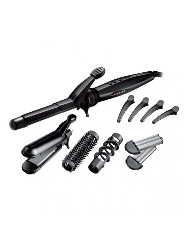 Мултифункционална маша/преса за прически Remington S8670, 4 приставки, 200°C, Антистатична, Керамично покритие, Черен