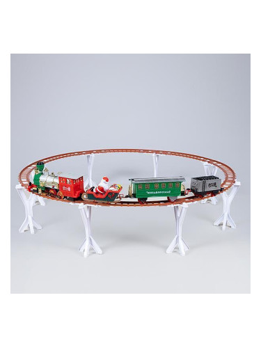 EUROLAMP SA Влак с релси Eurolamp, батерии, музика, ефект дим, коледна играчка 13423