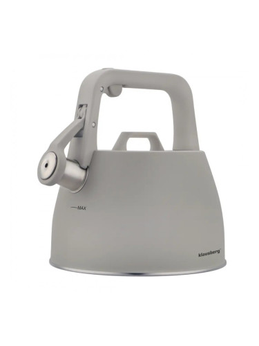 Свирещ чайник Klausberg KB 7916, 2.5 л, Топлоизолирана дръжка, Индукция, Сив