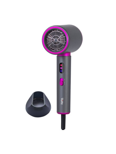 Сешоар Oliver Voltz OV51100R, 2200W, 3 степени, DC мотор, Студен въздух, LED индикатори, Сив/лилав