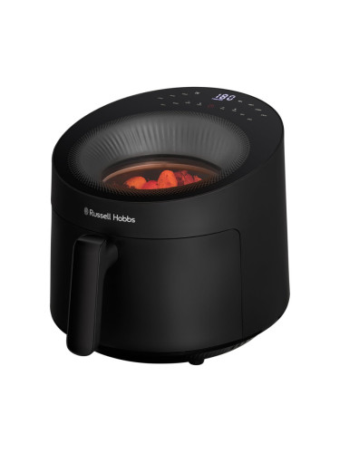 Фритюрник с горещ въздух Russell Hobbs SatisFry Panoramic 27420-56, 1650W, 5.5 л, 10 програми, Дигитален LED дисплей, Термостат, Таймер, Черен