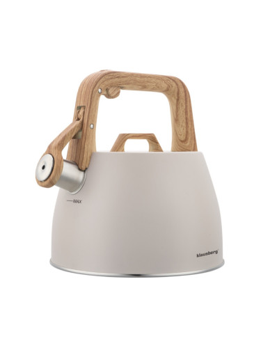 Свирещ чайник Klausberg KB 7917, 2.5 л, Топлоизолирана дръжка, Индукция, Бежов