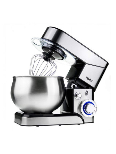 Планетарен миксер Voltz V51115F, 1600W, Метална декорация, 5 литра, 6 скорости, LED, Инокс