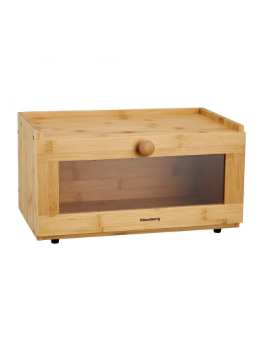 Кутия за хляб Klausberg KB 7923, 35.5 см, Акрилно прозорче, Бамбук, Кафяв